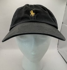 Vintage RALPH LAUREN Baseball Cap Black With Adjustable Strap Embroidered Logo