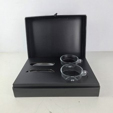 Nespresso Glass Cappuccino Cups with Black Saucers Set of 2 Boxed