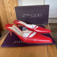  Jimmy Choo Red Leather Hannah 71 Heels. Size 7 / EU 40.5. Box Dustbag 