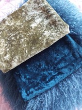 x2 Crushed Velvet Cushion Covers Olive Deep Emerald Forest Green 16" x 16" 40cm