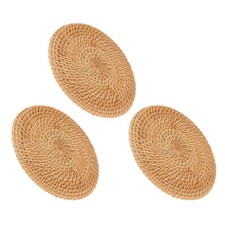 3 Pcs willow coaster Dining Table Mats Round Wicker Placemats f