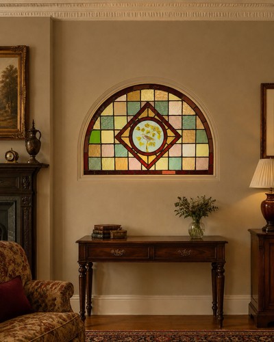Antique stained glass window - glass,