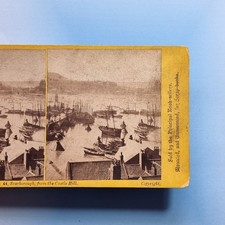 Scarborough Stereoview 3D C1875 Real Photo Yorkshire Old Quay Working Tall Ships