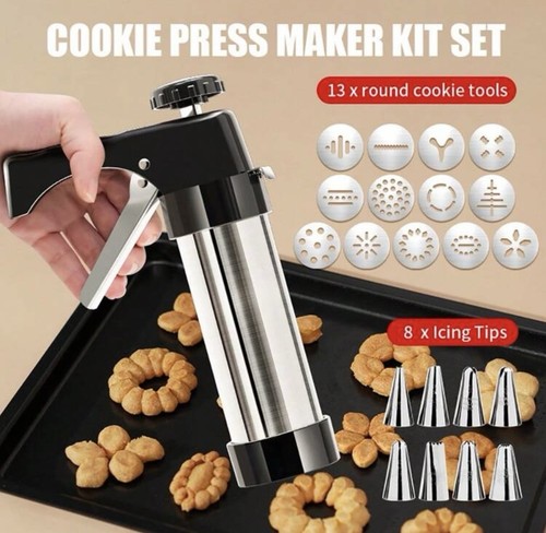 Stainless steel cookie press - stainless,
