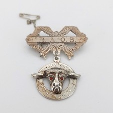 Vintage RAOB Badge Brooch Silver Order Buffaloes Buffs Gold Tone Hallmarked FCP