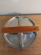 Mid century 1960s Arthur Salm Swedish teak and stainless steel lazy susan