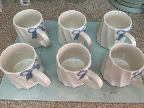 Mugs white blue bow - 6,