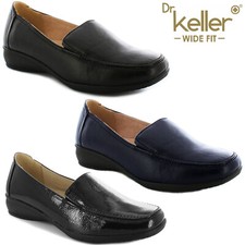 DR KELLER WOMENS WIDE FIT SHOES LADIES MOCCASIN FLAT WEDGE COMFORT CASUAL LOAFER