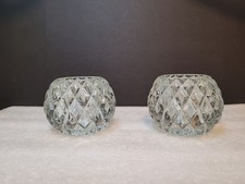 2 Vintage Crystal Glass Candle