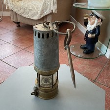 OLD PIT USED MINERS LAMP BRASS RARE NAYLORS WIGAN antique 
