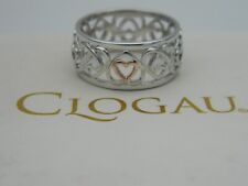 Welsh Clogau Sterling Silver & 9ct Rose Gold Affinity Heart Band Ring size L