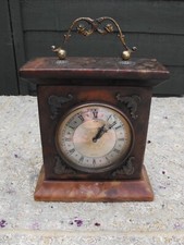 Vintage Xavier of London Brown Onyx Mantle Clock Quartz Battery Works Well