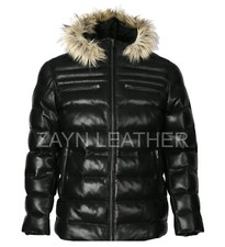 Men's Puffer Leather Jacket