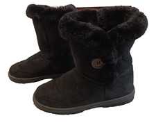 ELLA  BLACK PULL ON SUEDE BOOTS SIZE 5