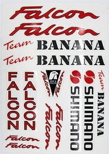 FALCON Team Banana vintage retro Cycle Frame Decals Stickers