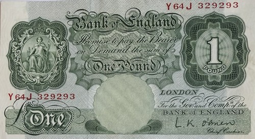 Bank england 1 note - of,