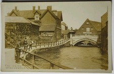 Vintage Postcard The Weirs Winchester Hampshire River Itchen Bridge c.1900s