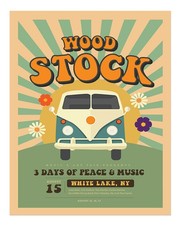 Retro woodstock van poster - retro,