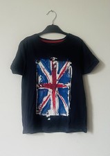 Union Jack Graffiti Paint Style T-shirt Aged 7 To 8 Years, Navy Blue