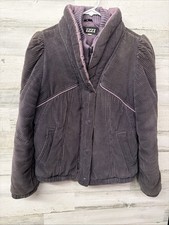 Vintage 1980s Izzi Women’s Coat Purple Corduroy Warm Puffed Sleeves Medium