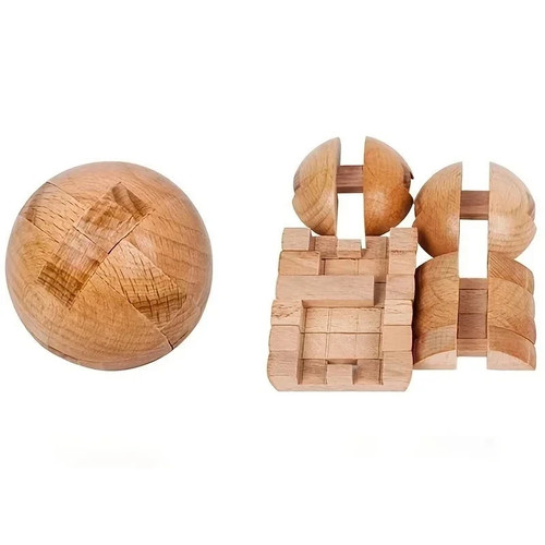 Wooden puzzle magic - ball, brain