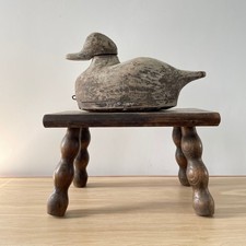Antique Wooden Duck Decoy – Hand-Carved Folk Art Hunting Decoy with Original