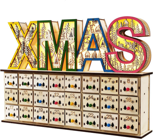 Wooden empty advent calendar - wooden,