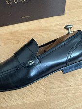 Gucci Mens Black Leather G G