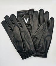 Mens Golf Gloves Black glove white v logo 100% Cabretta Leather pack of 3