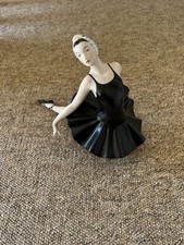 Authentic Royal Dux Bohemian porcelain black swan ballerina figure hand painted