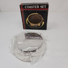 Silver Plated Set Of 6 Drinks Coasters With Stand BNIB