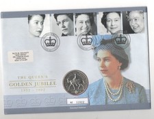GB  2002 QUEEN'S GOLDEN JUBILEE  FINE £5 C0IN COVER