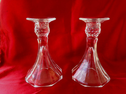 Pair vintage clear glass - of,