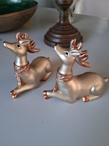 Pair silver tone reindeer - of,