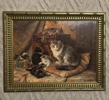 A cat and kittens at play Proud Mother Henriette Ronner Knip Framed Textured Art