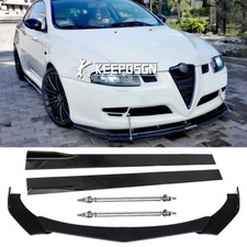 For Alfa Romeo GT Gloss Front Bumper Lip Splitter 87" Side Skirts w/ Strut Rods