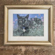 Pollyanna Pickering Cat Lucky Black Art Print Framed