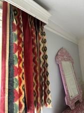 DESIGNER LUXURY TWO x2 PAIRS AVAILABLE ROMO IKAT FRENCH MTM RED BESPOKE CURTAINS