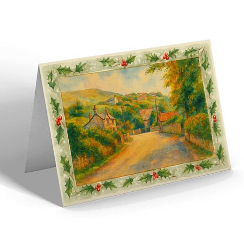 Xmas notelet village from - -,