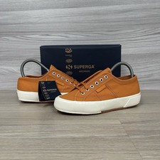 Superga 2706 OG Canvas Trainers Size 4 Shoes Sneakers Orange Brown White New Box