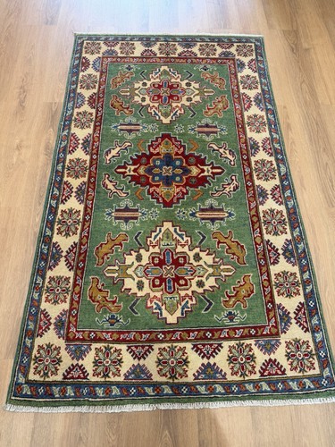 Handmade afghan kazak - handmade, green