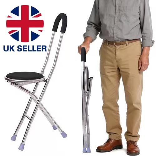Portable walking stick seat - portable,