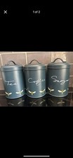 Sophie Allport Tea Coffee & Sugar Storage Canister Set of 3 Bee Design - Used