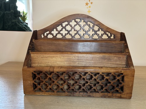 Hand carved wooden letter rack - wooden,