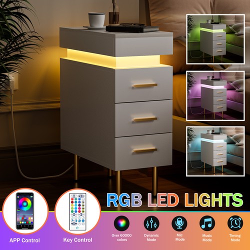 Led bedside table drawers - table, 3