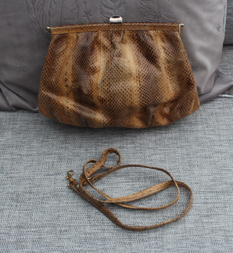 Brown snakeskin leather - brown,