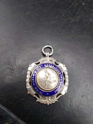 1940 silver enamel watch fob - enamel,