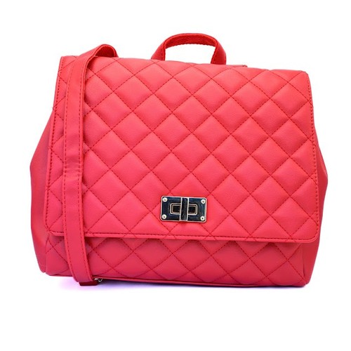 Red vegan leather backpack - red,
