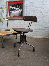 1 Vtg 50s 60s Steel Industrial Factory Machinists Typists Swivel Desk Chair