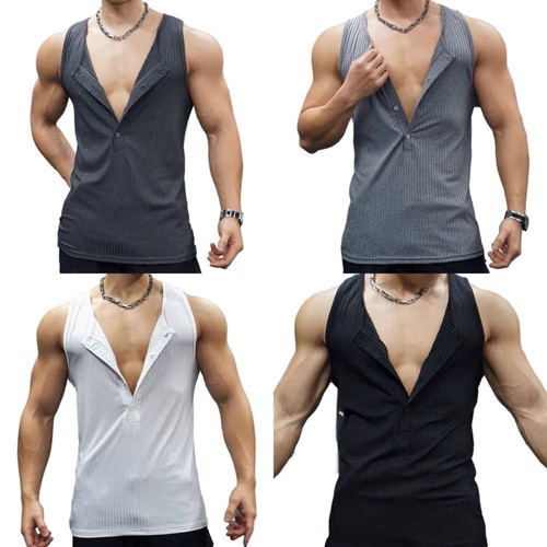 Men sleeveless ribbed tank - sleeveless,
